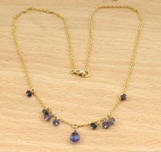Amethyst gemstone necklace, Brass with 22k gold plated necklace for women